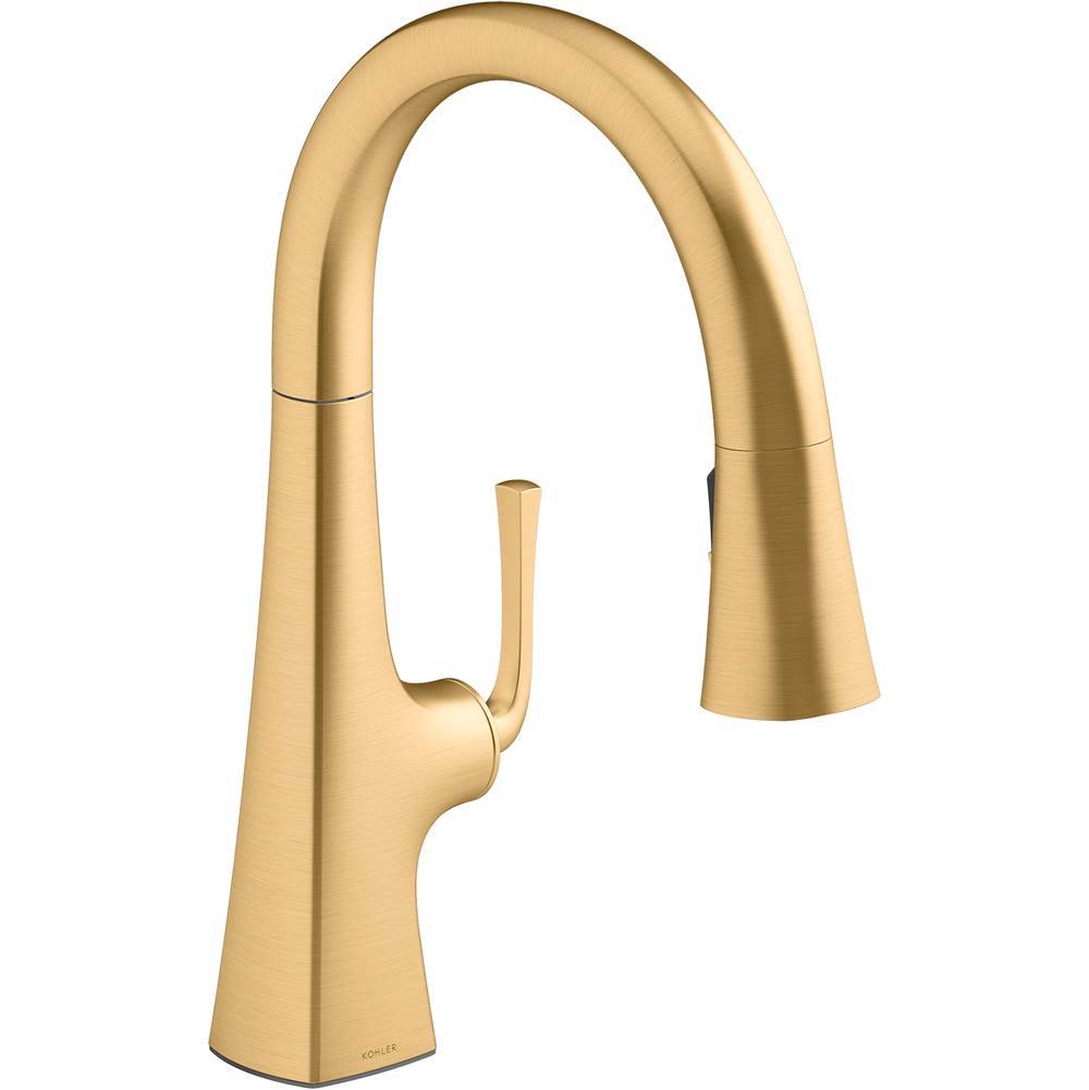 Graze  Pull-down kitchen sink faucet with three-function sprayhead