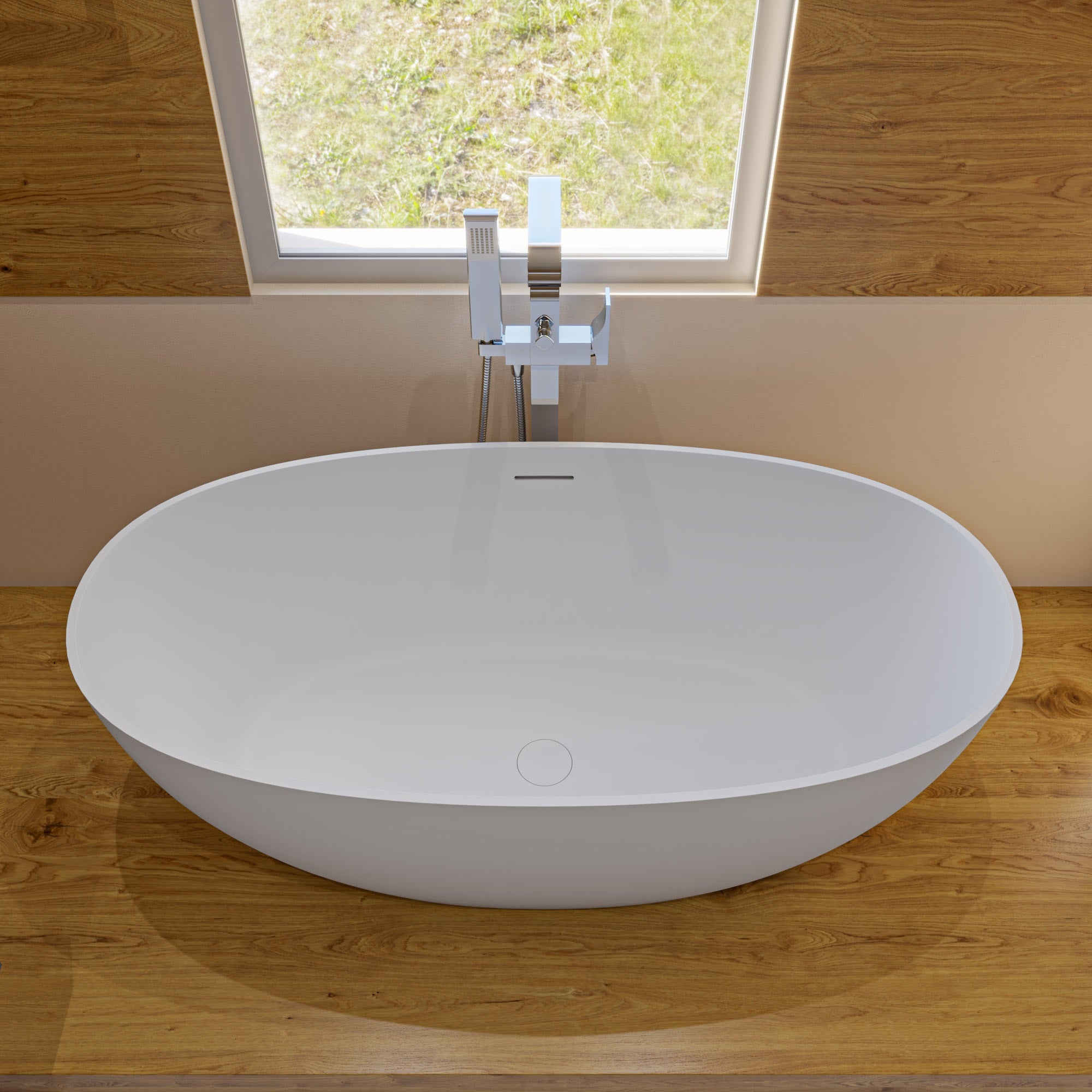 Solid Surface Resin Soaking Bathtub